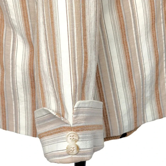 Dressbarn Womens Striped Linen Lightweight Lined Blazer Size Large Cream - Picture 9 of 16